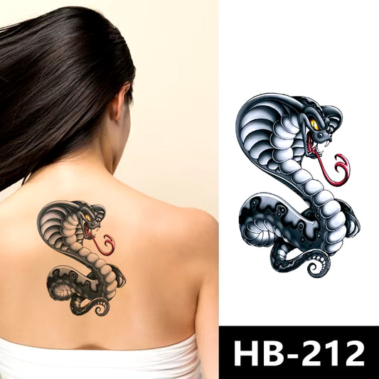Python Snake Temporary Waterproof Tattoos Sleeve Women Mens Fake Back Arm tattoo