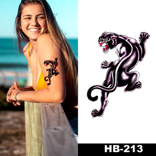 Panther Black Cat Temporary Tattoos Women Mens Fake Tattoo Sticker Back Arm Leg