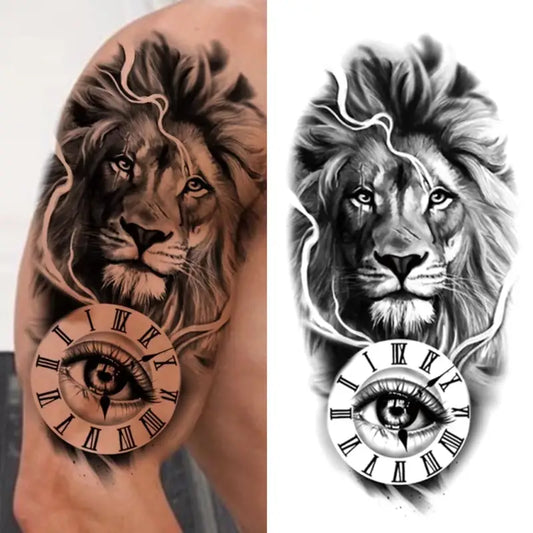Detailed Lion Temporary Tattoo Fake Press on Sticker Womens Mens tattoos Arm Leg