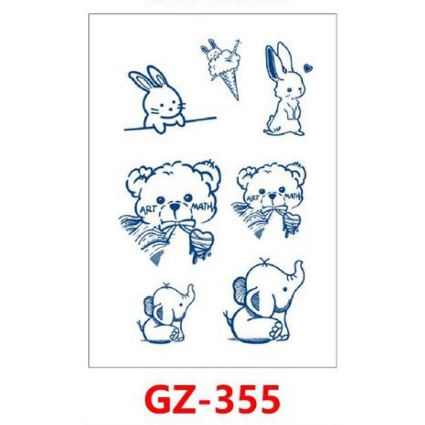 Cute Bears SEMI PERMANENT Tattoos Bunnies Elephant Womens Body Waterproof Tattoo