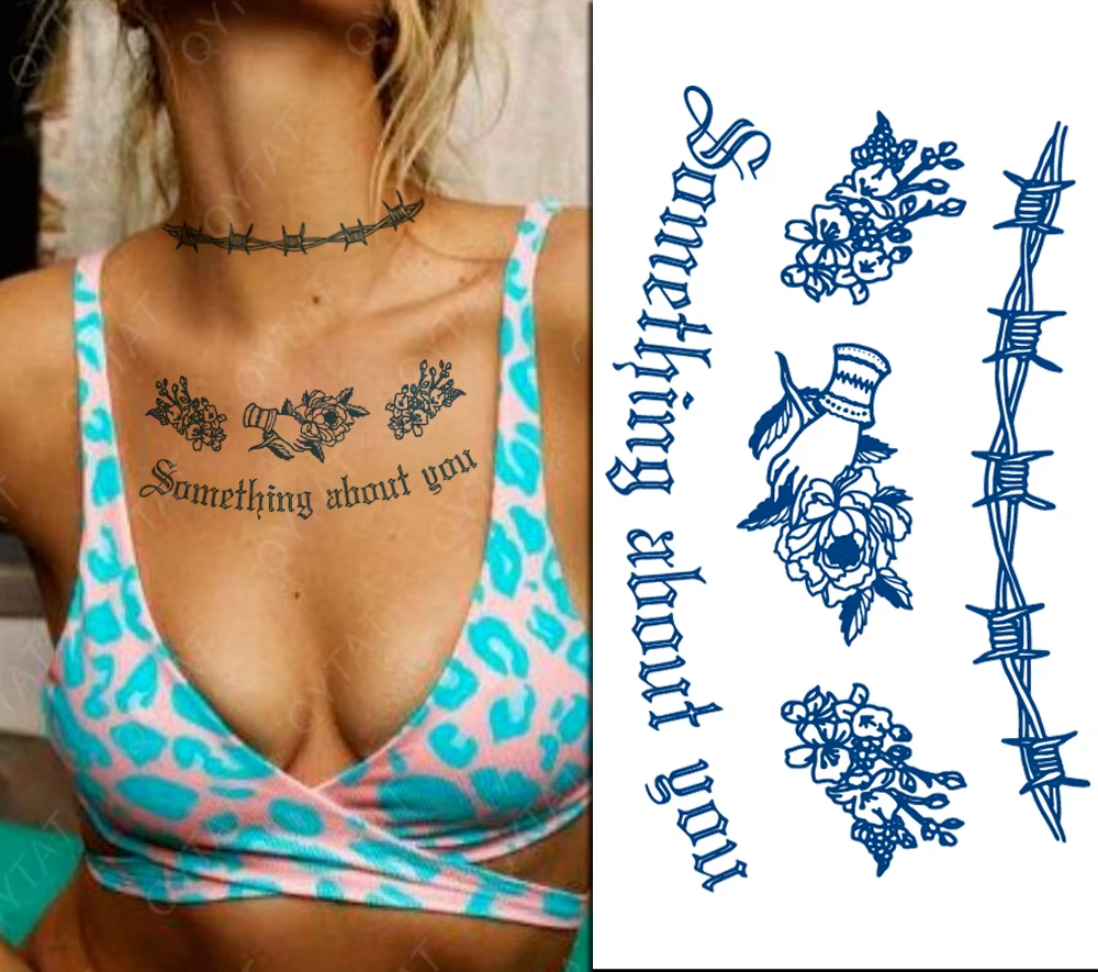 Barbed Wire Love SEMI PERMANENT Temporary Tattoo Waterproof Womens Arm Back Body
