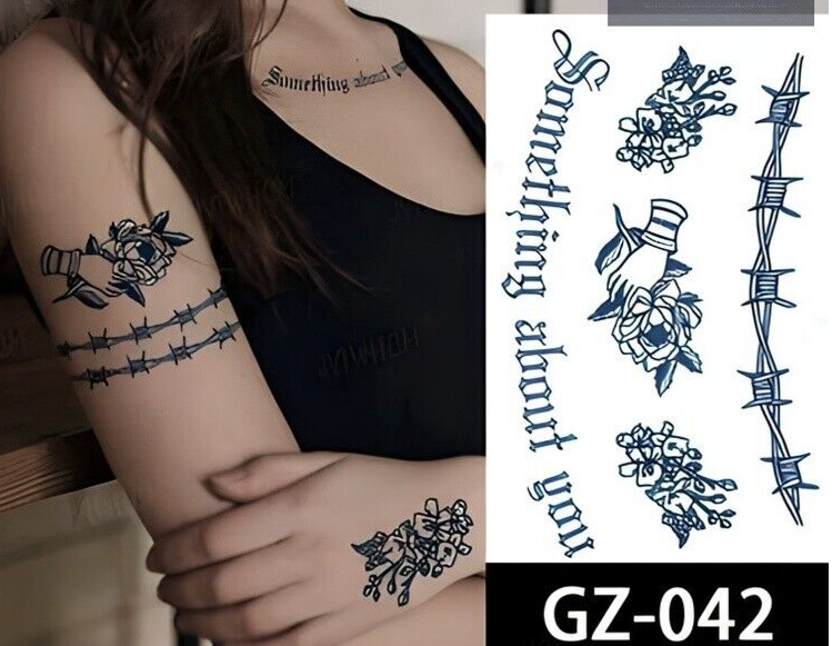 Barbed Wire Love SEMI PERMANENT Temporary Tattoo Waterproof Womens Arm Back Body