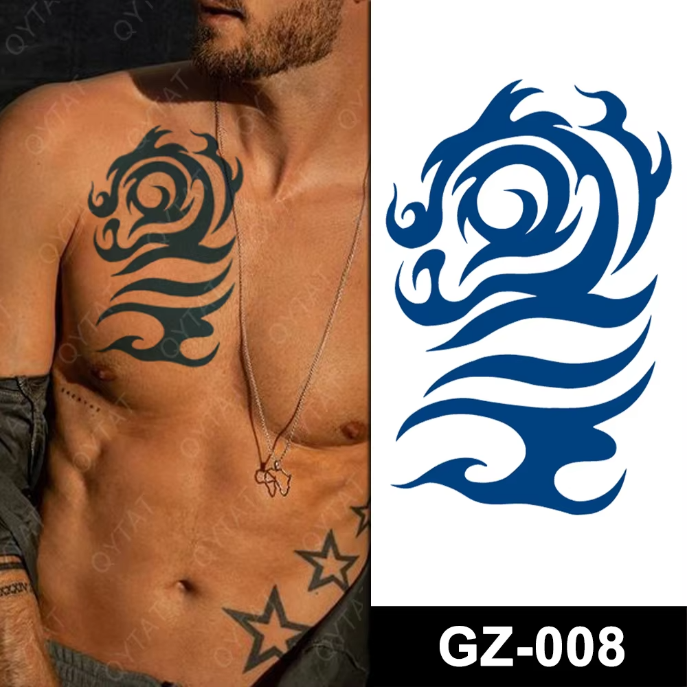 Mens Tribal SEMI PERMANENT Temporary Tattoos Waterproof Womens Chest UK Body Arm