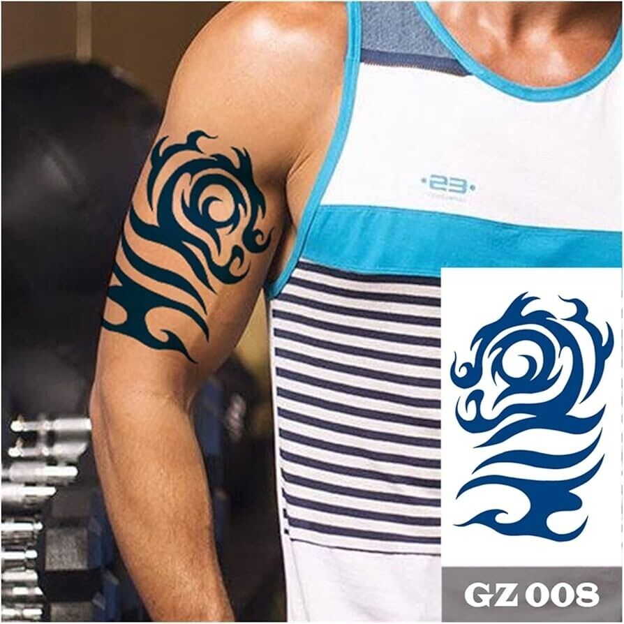Mens Tribal SEMI PERMANENT Temporary Tattoos Waterproof Womens Chest UK Body Arm