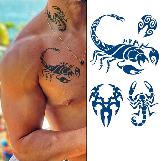 Scorpion SEMI PERMANENT Temporary Tattoos Long Lasting Womens Mens Arm Back