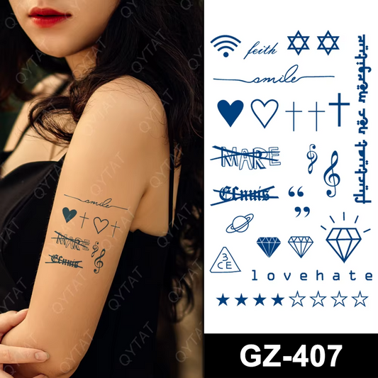 Mini Tattoos SEMI PERMANENT Temporary Tattoos Waterproof Womens Mens hand arm