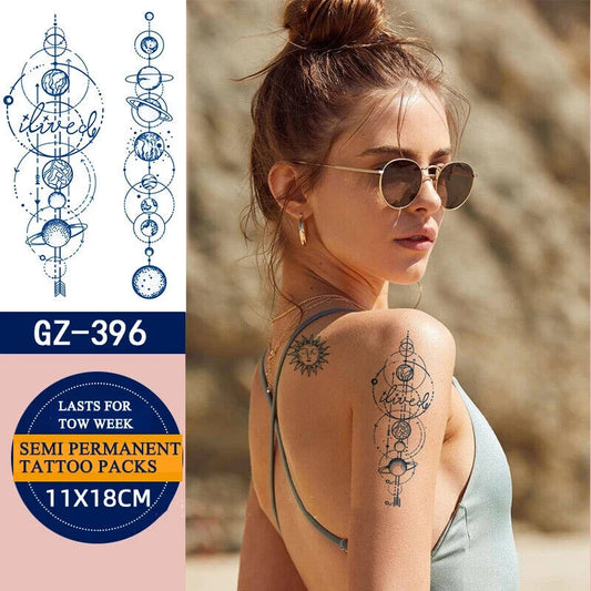 Planets Solar Semi Permanent Tattoos Mens Womens Long Lasting Arm Tattoo Body UK