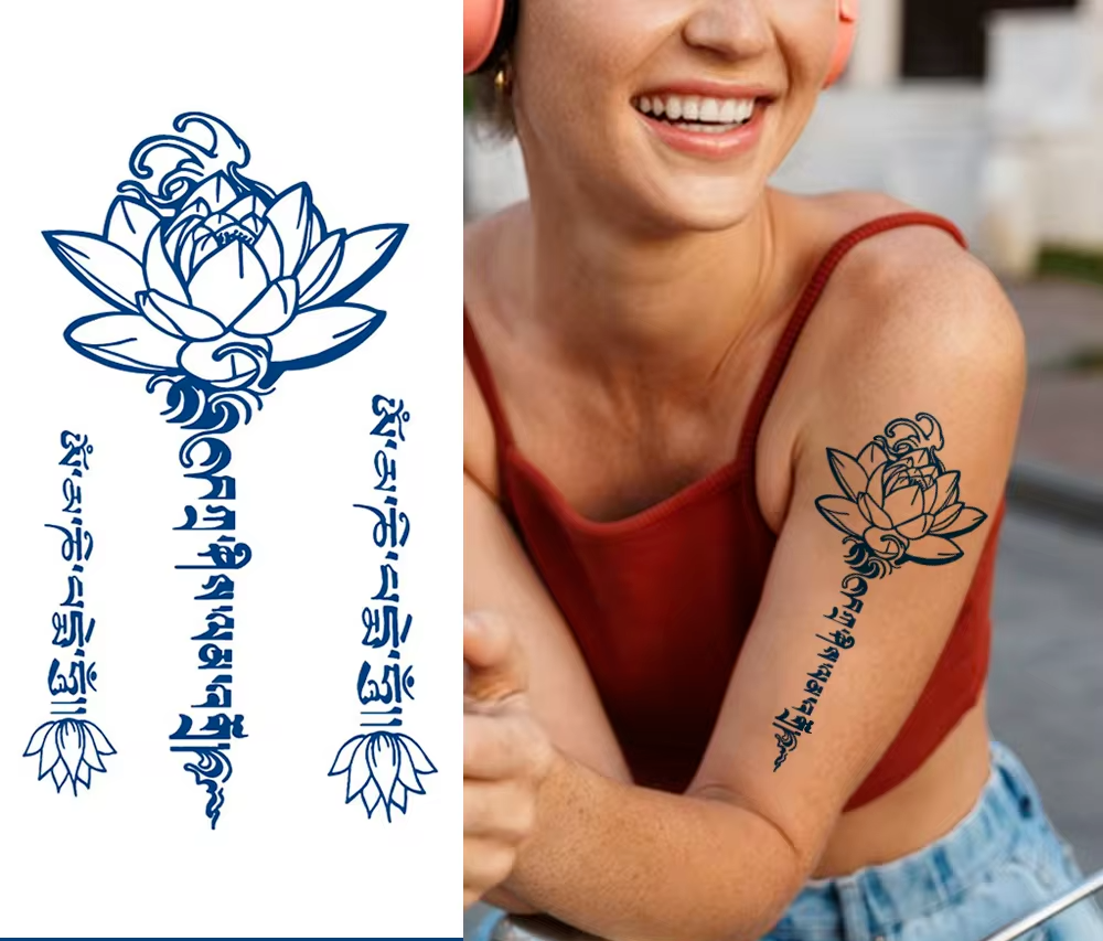 Flower Arm Semi Permanent Tattoos Mens Womens Long Lasting Tattoo Body Chest