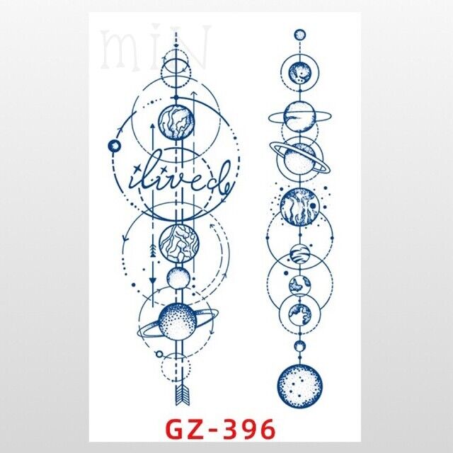 Solar Planets Semi Permanent Tattoos Mens Womens Long Lasting Arm Tattoo Body UK