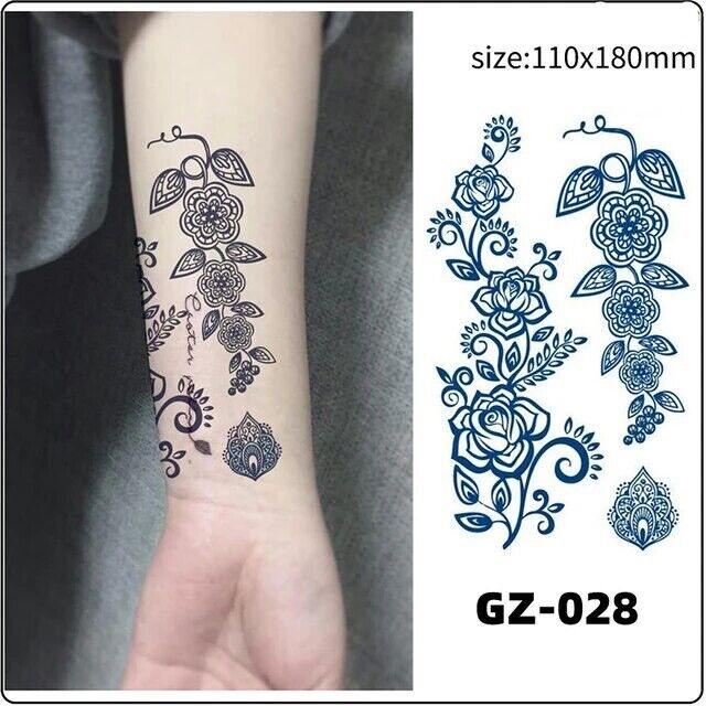 Flower Pattern Semi Permanent Tattoos Mens Womens waterproof Tattoo Body Chest