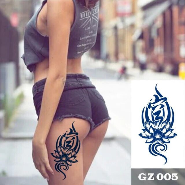 Lotus Flower Semi Permanent Tattoos Waterproof Womens Long Lasting Tattoo Body