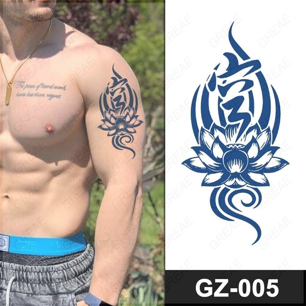 Lotus Flower Semi Permanent Tattoos Waterproof Womens Long Lasting Tattoo Body