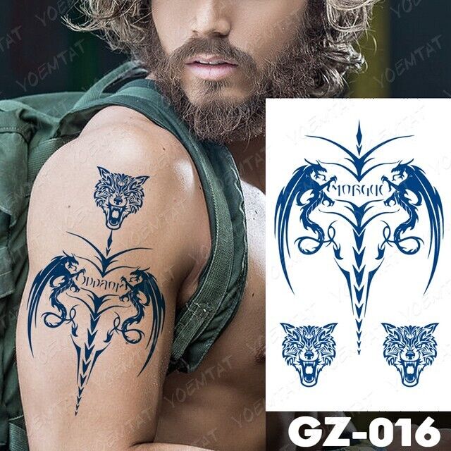 Dragon Tiger Semi Permanent Tattoos Mens Womens Long Lasting Tattoo Body Arm