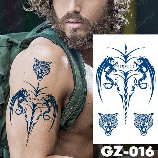 Dragon Tiger Semi Permanent Tattoos Mens Womens Long Lasting Tattoo Body Arm