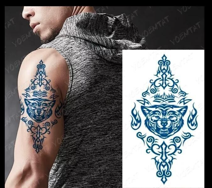 Bear Tribal Semi Permanent Tattoos Mens Womens Long Lasting Tattoo