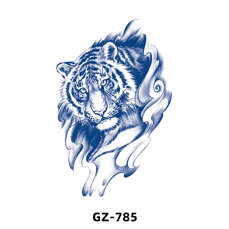 Tiger SEMI PERMANENT Temporary Tattoos Long Lasting Womens Mens Body Waterproof