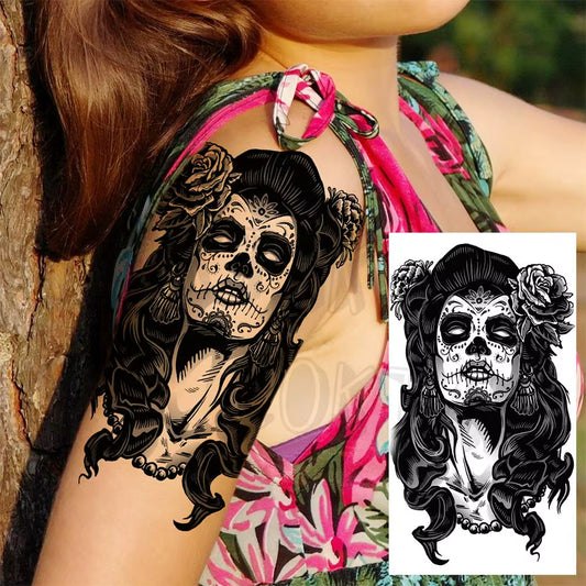 Day of the Dead Temporary Tattoos Sticker Womens Mens Waterproof