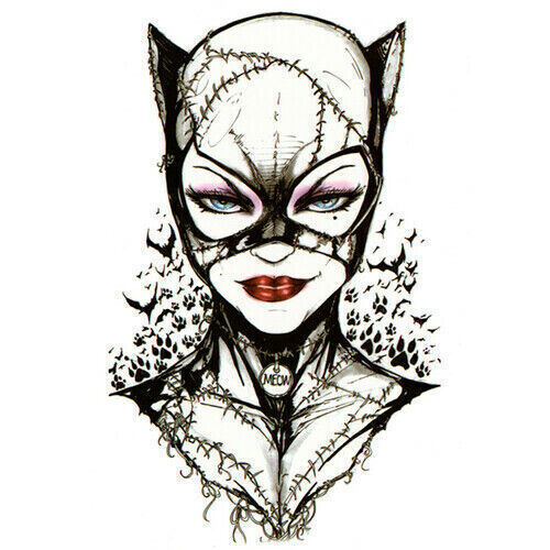 Halloween Cat Woman Tattoo Temporary Tattoos Mens Womens Fake Sticker Batman