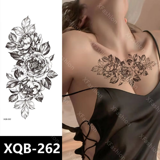 Sexy Flower Temporary Tattoos Waterproof Womens tattoo Arm Leg Thigh Back