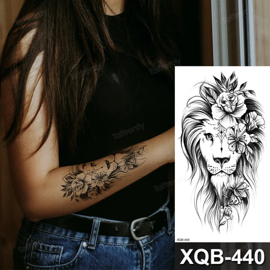 Lioness LionTemporary Tattoo Fake Press Sticker Womens Waterproof Tattoos