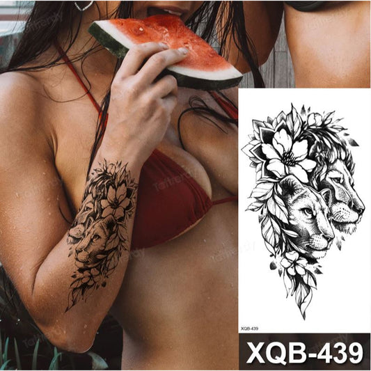 Together Love Lion & Lioness Temporary Tattoo Fake Sticker Man Womens