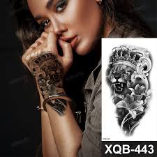 Lion King Flower Waterproof Temporary Tattoo Fake Sticker Womens Mens Arm Leg