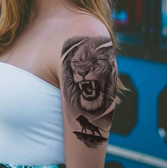 Lion Roar Temporary Tattoos Fake Sticker Womens Mens Waterproof Tattoo Arm Leg