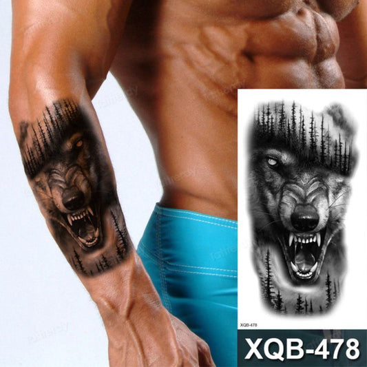 Fierce Wolf Temporary Tattoo waterproof Sticker Womens Mens Tattoos Arm Leg