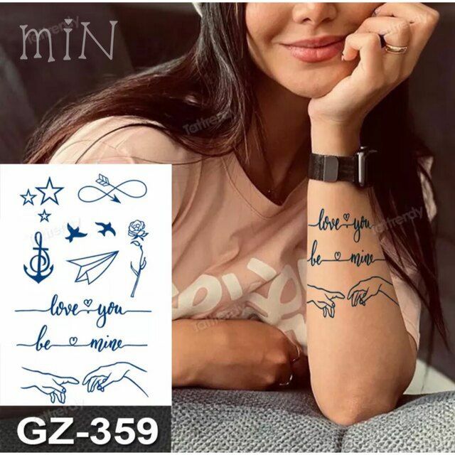 Small Love Star Rose SEMI PERMANENT Temporary Tattoos Long Lasting Womens Mens