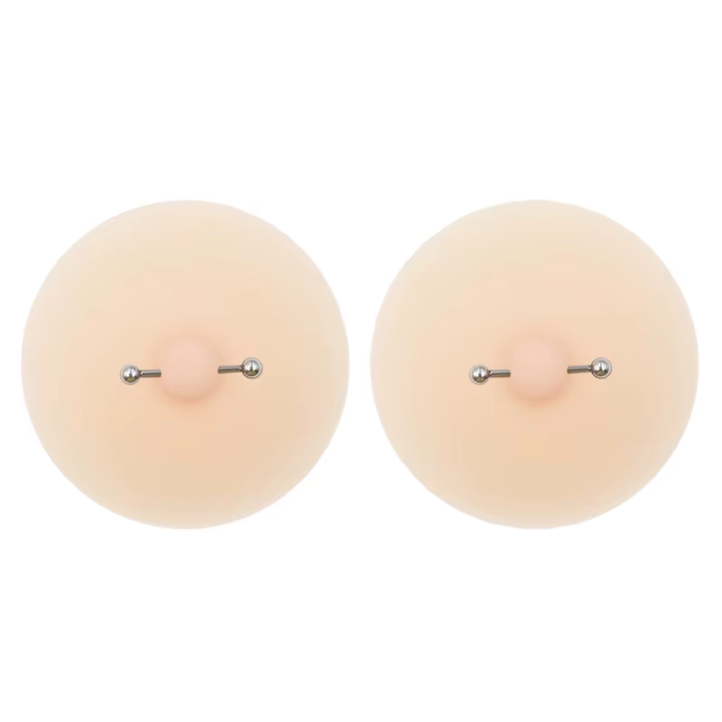 Womens Pasties Nipple Cover Silicone Faux Piercing Mens False Pierced Nipples