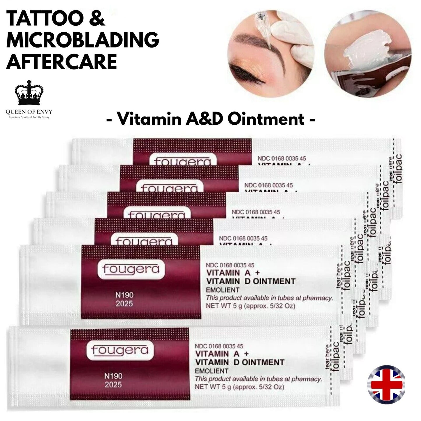Aftercare Cream Vitamin A D Tattoo Microblading SPMU Ointment Fougera 1-100 pcs