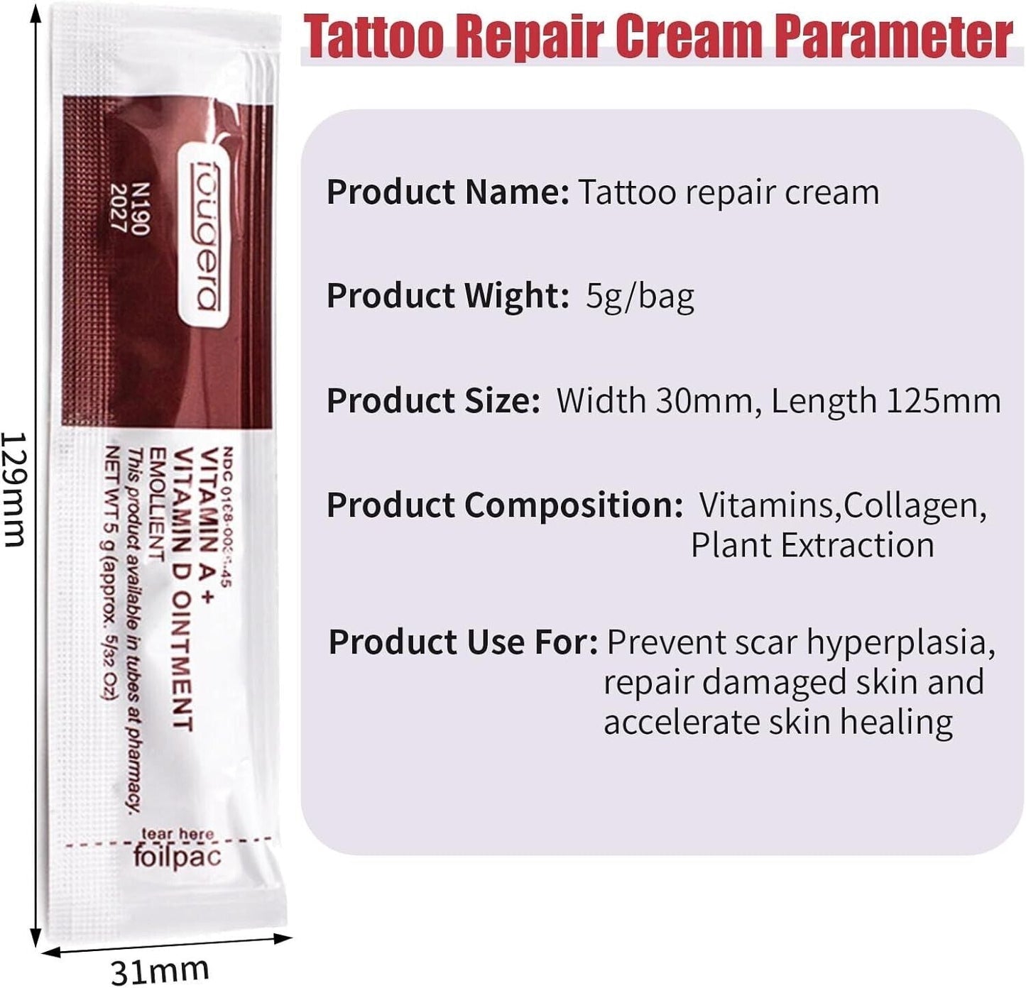 Aftercare Cream Vitamin A D Tattoo Microblading SPMU Ointment Fougera 1-100 pcs