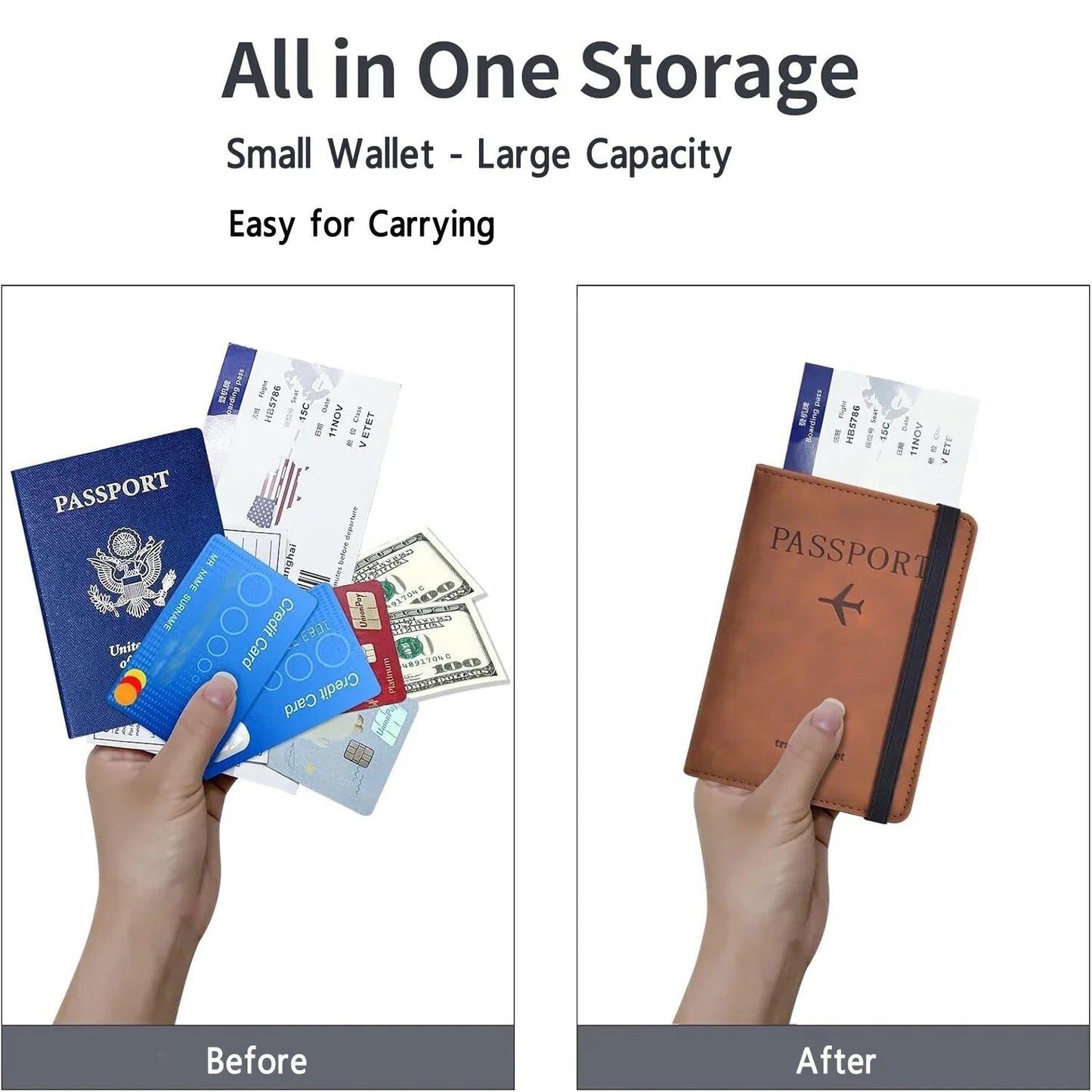 RFID Passport Holder Travel Wallet Passport Organiser Cover Cards PU Leather