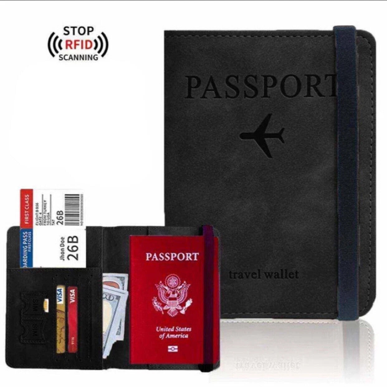 RFID Passport Holder Travel Wallet Passport Organiser Cover Cards PU Leather