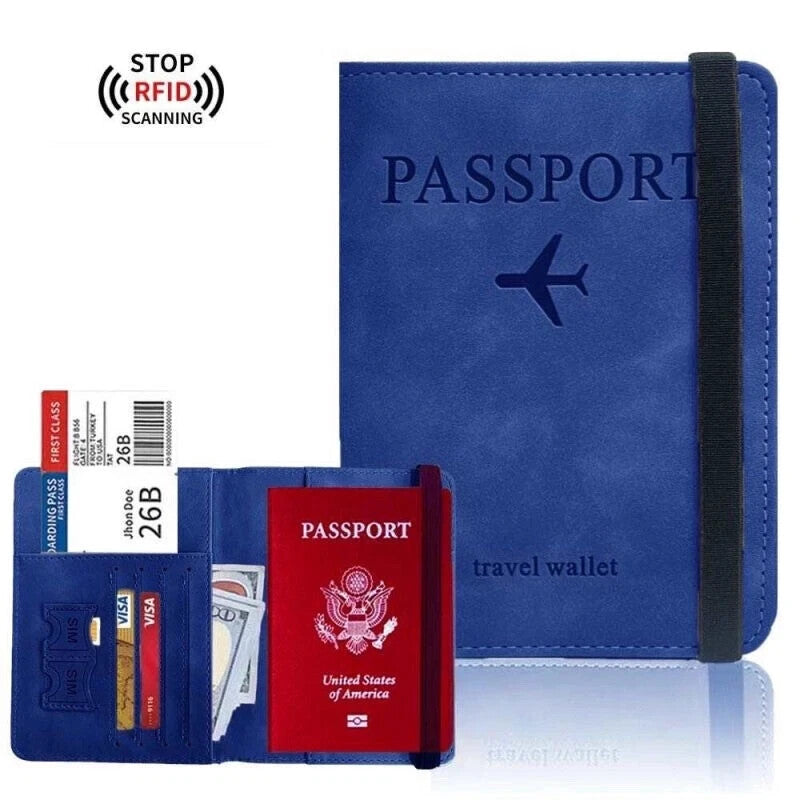 RFID Passport Holder Travel Wallet Passport Organiser Cover Cards PU Leather