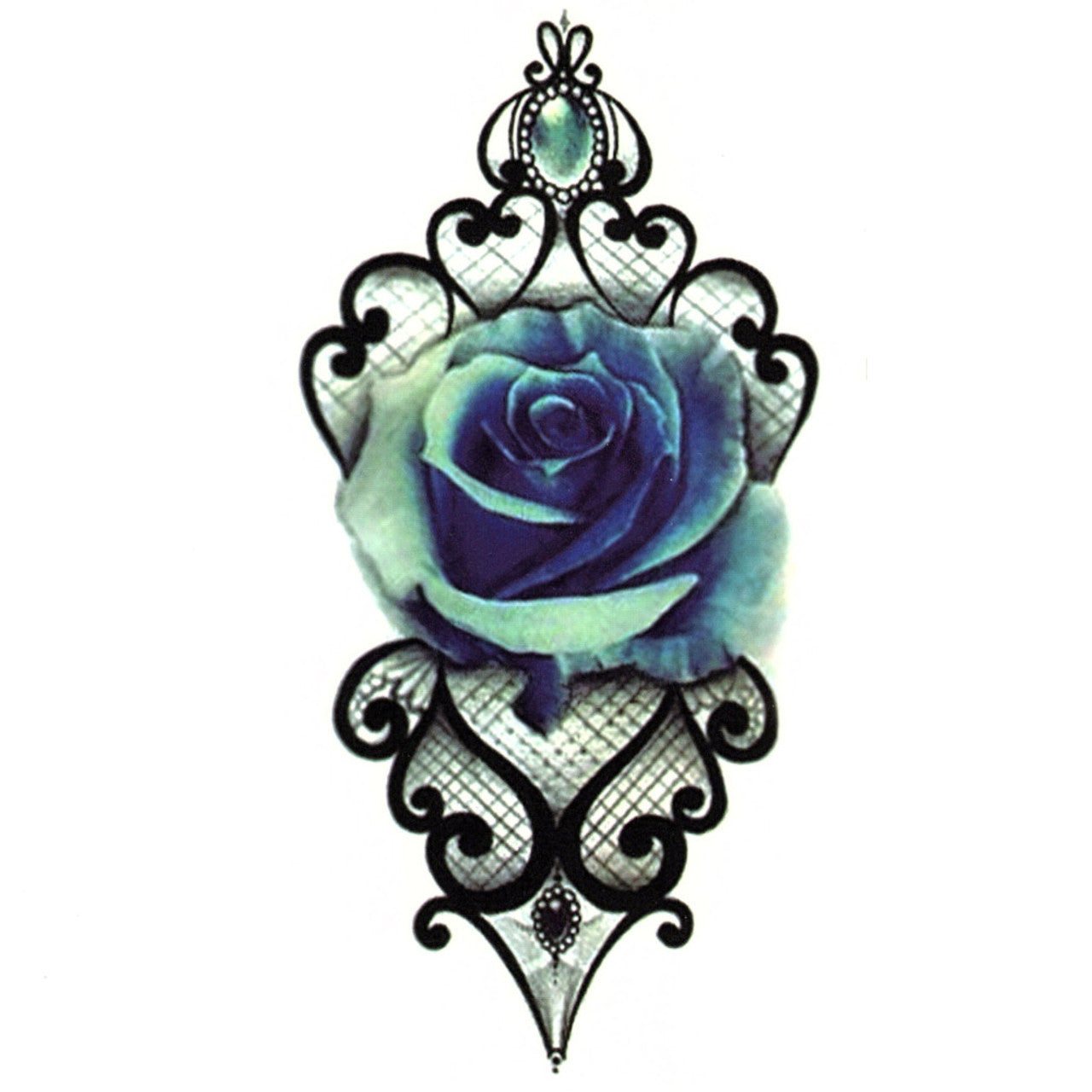 Gothic Blue Rose Temporary Tattoo Fake Press Sticker Women Womens tattoos