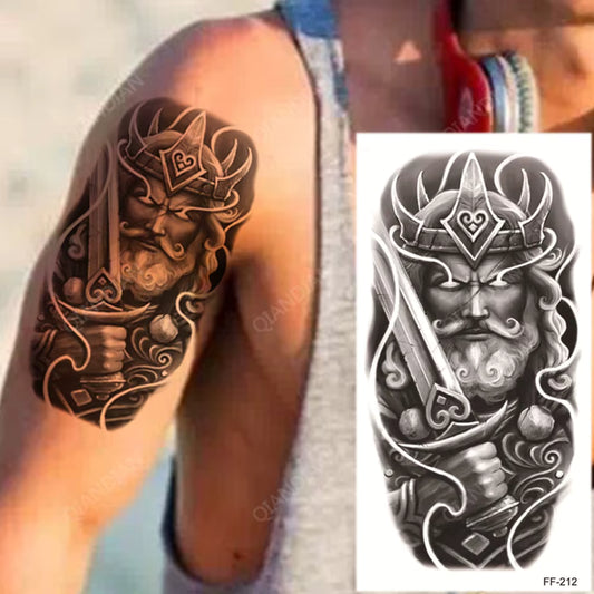 Greek God Ares Tattoo Fake Temporary Tattoos Waterproof Sticker Arm Leg Mens