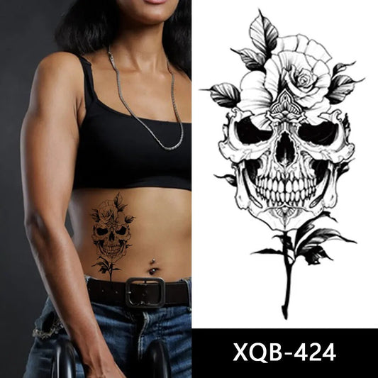 Skull Tattoos Temporary Tattoo Waterproof Fake Press Sticker Womens Mens Arm Leg